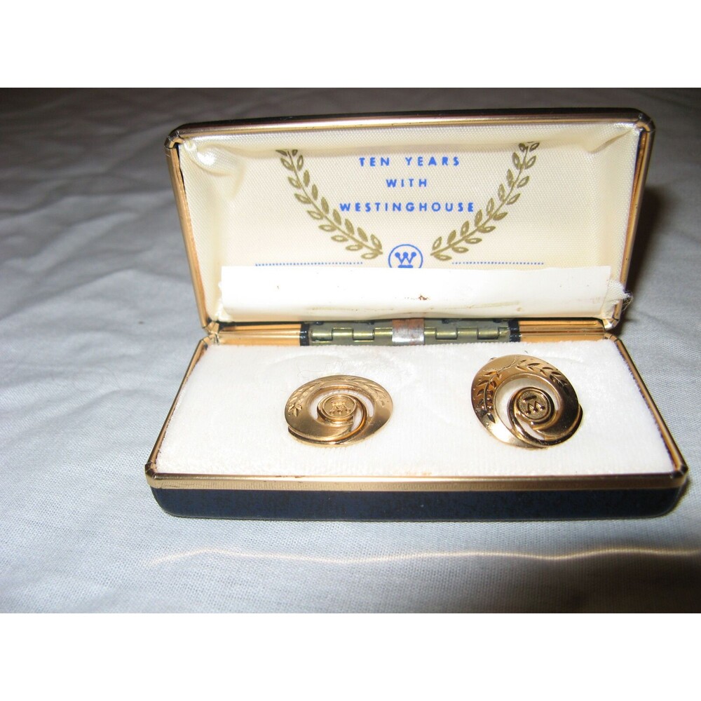 Westinghouse Gold Tone Clip On Earrings 10 Years With Westinghouse in Box